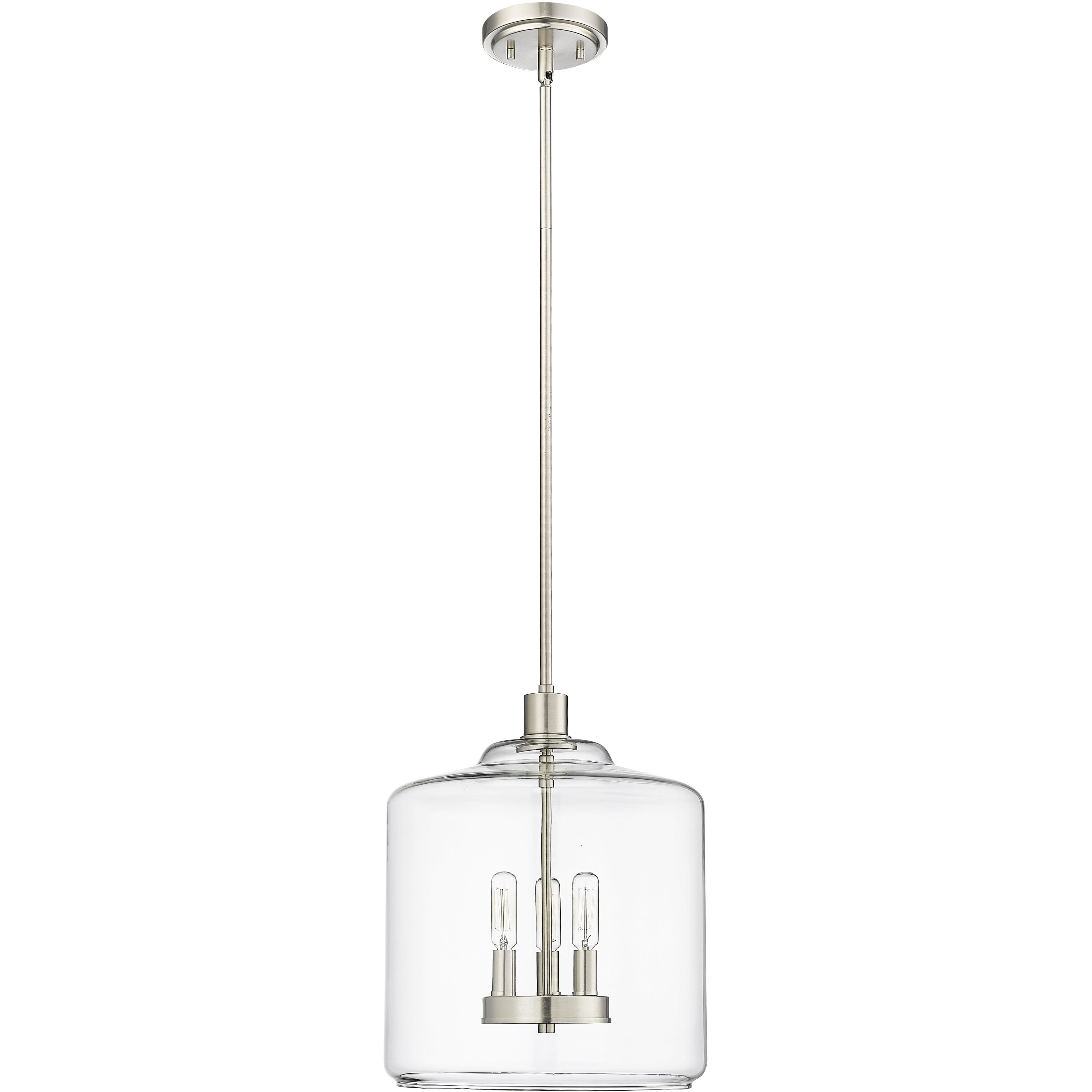 Asheville 3 Light 12 inch Brushed Nickel Pendant Ceiling Light